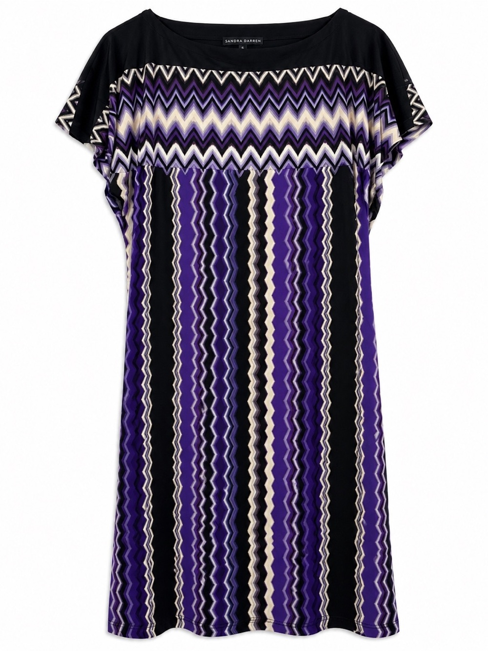 Sandra Darren Women’s Size 6 Chevron Stripe Short Sleeve Shift Dress